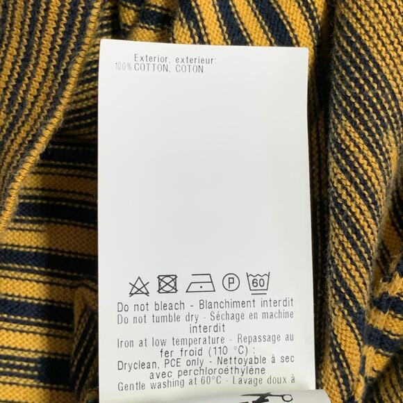 MISSONI Size XL Yellow Navy Stripe Cotton Knit Crew Neck T-Shirt - Picture 6 of 6